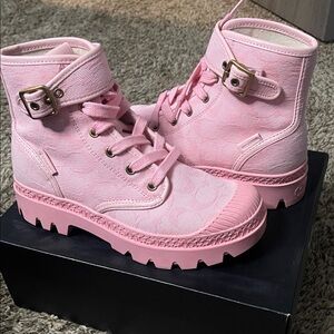 Coach Pink Combat Boots